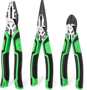 02-143 Nobrand 3-piece Pliers Set 8-inch Linesman Needle Nose 6-inch Cutters For Repair