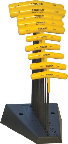 13190 Nobrand Set Of 10 Balldriver And Hex T-handles With Stand 3/32-3/8-inch