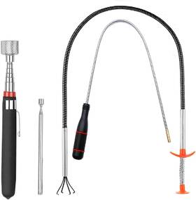 Nobrand 388247630649 4 Pack Telescoping Magnet Pick-up Tool Set With Bendable Grabber And Claws