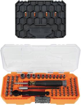 80177 Nobrand Ratcheting Driver Set With Case Modular Rail Attachment 65-piece