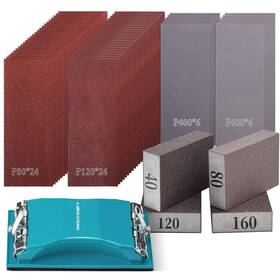 80-600g Nobrand 900911 65pcs Sandpaper Kit For Wood/metal/paint With Block And Sponges