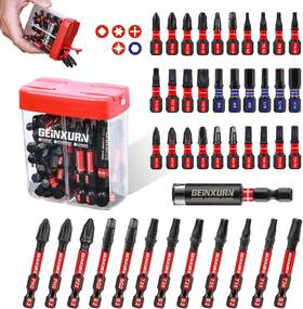 Gbbmix043-rd Nobrand 43pcs Magnetic Screwdriver Bits Set S2 Steel Phillips/pozi/square/torx/hex