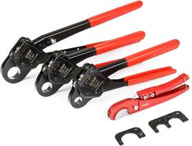 Iwi-9188 Nobrand Pex Pipe Crimp Tool For Copper Rings - 1/2&3/4&1 Inch Set With Cutter