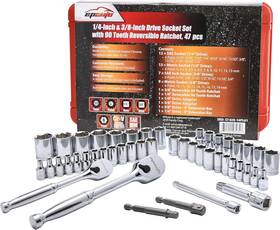 St-03e-1 Nobrand 46-piece 1/4 Inch And 3/8 Drive Socket Set With 90t Ratchet