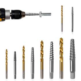 Te0103 Nobrand Left Drill Bits And Screw Extractor Set 10pcs Cr-mo Hss Cobalt
