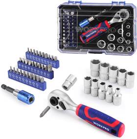 W003139a Nobrand 42 Pcs 1/4 Inch Dr. Socket Set With Ratchet Bits And Case For Auto/home