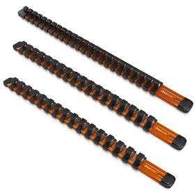 Olsa Tools 629269000103 Aluminum Socket Organizer 3pc Set - Orange Holder Kit 1/2-