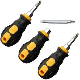 Rk-8dos-a6ur Panshiyon Stubby Screwdriver 3 Pieces 2 In 1 Short Small Pocket Magnetic Wi