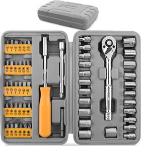 Products 711181829440 57pc Compact Diy Tool Kit Set In A Box Case. Home And Garage Screw Driver Bits 1/