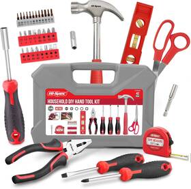 Dt30043e-de Products 42pc Red Household Diy Small Tool Kit. Box Set Of Starter Basic Tools Kit