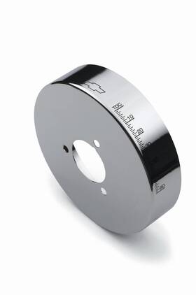 141725 Proform 037995817252 Gm Specialty Harmonic Balancer Cover 6.75 Chrome With Bowtie Logo
