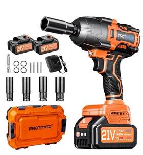 1200n.m Protmex C06301 Cordless Impact Wrench 900ft-lbs 1/2 Inch Brushless Gun 21v High