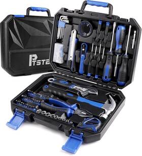 Ptk0128 Ptstel 128-piece Home Tool Kit With Portable Toolbox - Diy Hand Tools For Repairs