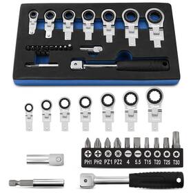 Ptw2220 Ptstel 20pcs Flex Head Ratchet Wrench Set Metric Replaceable Diameter One-way Ratch