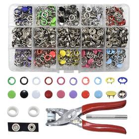 R-snap-200 Renashed 200 Set Snap Fastener Tool 10 Colors Solid &hollow Mixed Diameter 9.5mm Metal