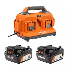 Ridgid 744759210647 18v 6-port Sequential Charger With 4.0 Ah Lithium-ion Battery 2-pack