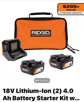 Ac93044sbn-r84730b Ridgid 18v 2 4.0 Ah Batteries And Charger Kit With Drywall Cut-out Tool