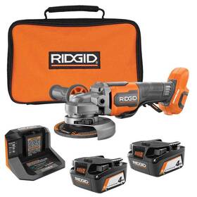 R86047b-ac93044sbn Ridgid 18v Brushless Cordless 4-1/2 Inch Paddle Switch Angle Grinder 2 4.0 Ah Batteries