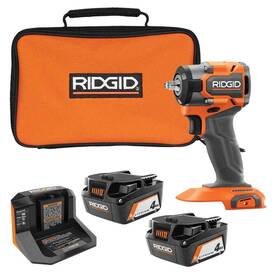 R872071b-ac93044sbn Ridgid 18v Subcompact Brushless Cordless 3/8 Inch Impact Wrench 2 4.0 Ah Batteries Char
