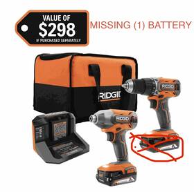 R92721 Ridgid 18v Cordless 2-tool Kit W Drill/driver Impact Driver 1 2.0 Ah Battery