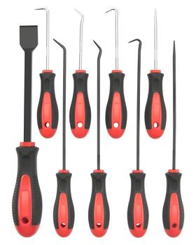 Rotation 680306592043 Precision Hook And Pick Set With Scraper 9 Piece Chrome Vanadium Steel