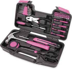 Rvogjp 760627922894 39-piece All Purpose Household Pink Tool Kit For Girls Ladies And Women - Inch