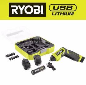 Fvd51k Ryobi Us Usb Lithium Multi-head Screwdriver Kit 2 Ah Battery Charging Cable