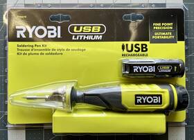Fvh61k Ryobi New Usb Lithium Soldering Pen Kit With 2.0 Ah Rechargeable Battery And Cable