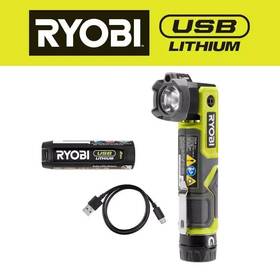 Fvl54k Ryobi Usb Lithium Pivoting 625 Lumens Rechargeable Head Flashlight Kit 2.0 Ah Battery