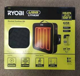 Fvt51k Ryobi Usb Lithium Cordless Heated Cushion Kit 2 2.0 Ah Batteries Charging Cable
