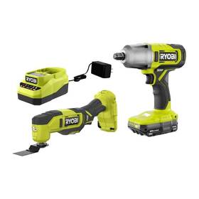Pcl1218k1 Ryobi Hot One 18v Cordless 2-tool Combo Kit 1/2 Inch Impact Wrench Multi-tool 2.0 Ah