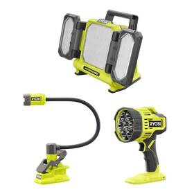 Pcl1308b Ryobi One 18v 3-tool Lighting Kit With Hybrid Panel Light Spotlight And Clamp