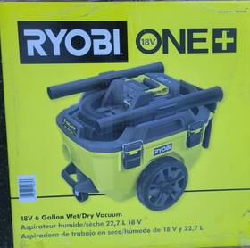 Pcl735b Ryobi One 18v Cordless 6 Gal. Wet Dry Vacuum Tool Only New