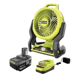 Pcl811k1 Ryobi Hot One 18v Cordless Hybrid Whisper Series 7-1/2 Inch Fan Kit 4.0 Ah Battery Cha