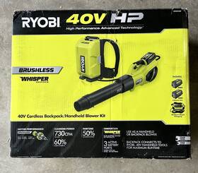 Ry404180 Ryobi 40v Brushless Whisper Series 190 Mph 730 Cfm Backpack Leaf Blower Battery