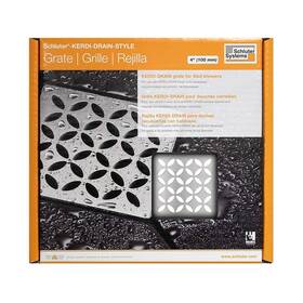 Schluter 011832168796 4-inch Floral-style Stainless Steel Drain Grate