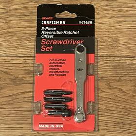 41469 Sears Craftsman Vintage 5-pc Reversible Ratchet Offset Screwdriver #41469 Nos