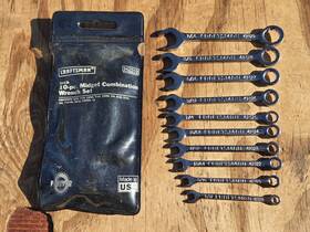 42319 Sears Craftsman Nos Usa 10pc Sae Midget Combination Wrench Set 5/32 Inch - 3/8
