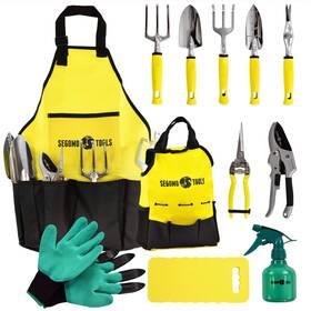 Segomo Tools 391537020391 12 Piece Garden Tool Set Including Along With Gloves Kneeling Pad
