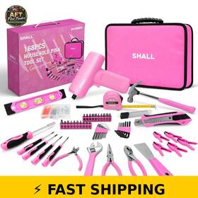 Shall 744243630692 Pink 168pcs Tool Set For Home With Electric Screwdriver And Bag