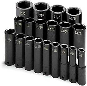 4049 Sk Tools Usa 1/2 Inch Drive 19 Piece 6 Point Deep Sae Impact Socket Set 3/8 To 1-1