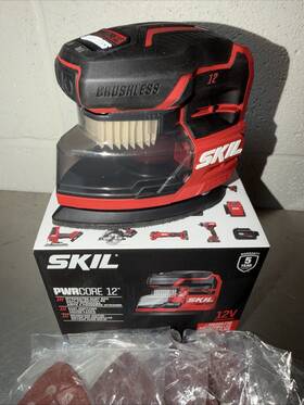 Skil 195532201374 Brushless Compact Detail Sander W Dustbox 40pc Sandpaper 80 120 180 240 Grits