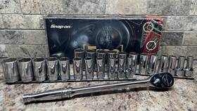 224sffsms Snap-on Tools Socket Set Standard Sae Shallow/deep Combination In Box