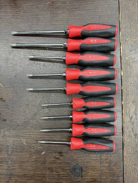 Sdtx425b Snap-on 9 Piece Torx Screwdriver Set Red Black T8-t45