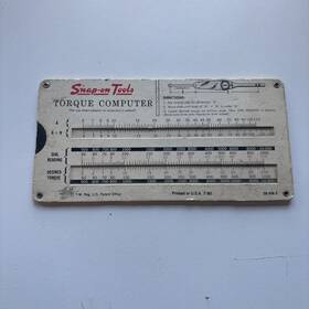 Ss-306e Snap-on Rare Torque Computer Slide Card No. Printed 7/80