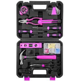 Stt-049f Solude Pink Tool Set 102-piece Home Kit For Women With Storage Case Basic
