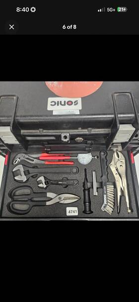 4741 Sonic Mixed Tool Set In Box Case With Screwdriver Wrench Pliers Hammer