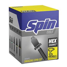 S5000 Spin 095247182220 5-piece Drill Bit Swaging Tool Set 1/4 3/8 1/2 5/8 3/4-inch