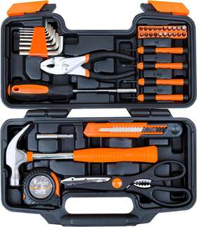Sports God 744759096869 39-piece Mechanics Tool Set With Socket - Basic Household Hand Kit In Orang