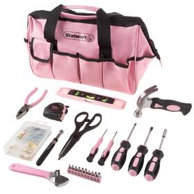 M550159 Stalwart 123 Piece Pink Tool Kit Heat-treated Steel Hand Set With Carrying Bag